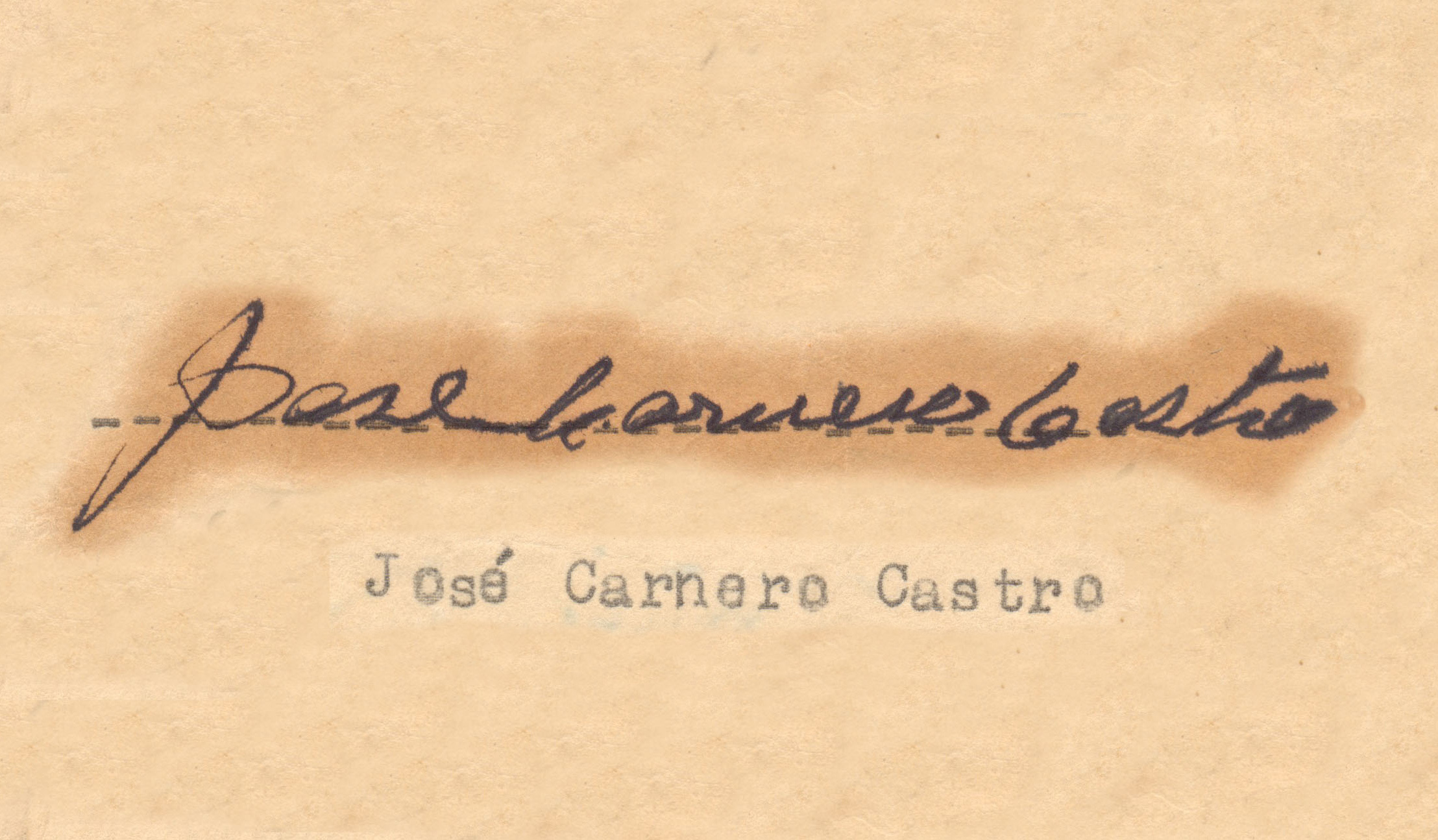 Firma de Don José Carnero Castro en 
documento oficial del Club Unión Cartavio 
de fecha 20 de octubre de 1950. Asunto: Renovación 
de nuestra Bandera Institucional Jose Carnero Castro